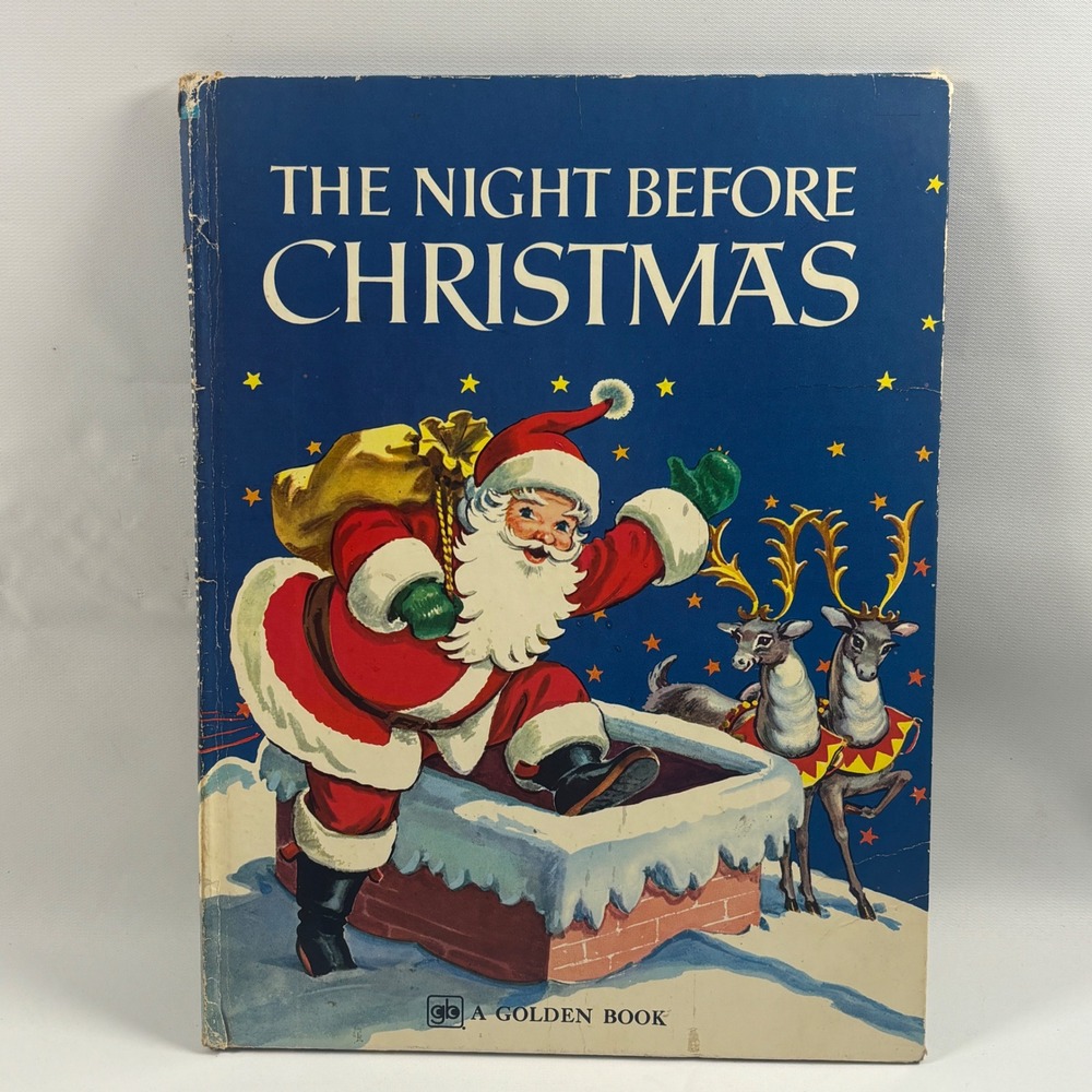 Vintage The Night Before Christmas Big Golden Book 1974 Printing Clement Moore